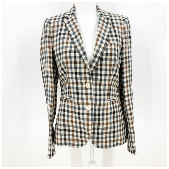 Mario Matteo Linen Check Blazer Sz M - Picture 3 of 15